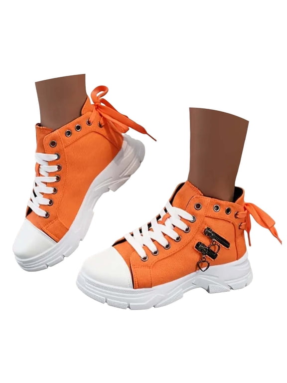 Women's Platform High Top Fashion Sneakers Casual Denim Canvas Tennis Shoes for Women