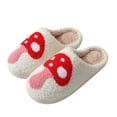 thumbnail image 1 of Oyedens Women's Slippers White Mushroom Plush Memory Foam House Slippers for Woman Fuzzy Indoor Slippers, 1 of 6