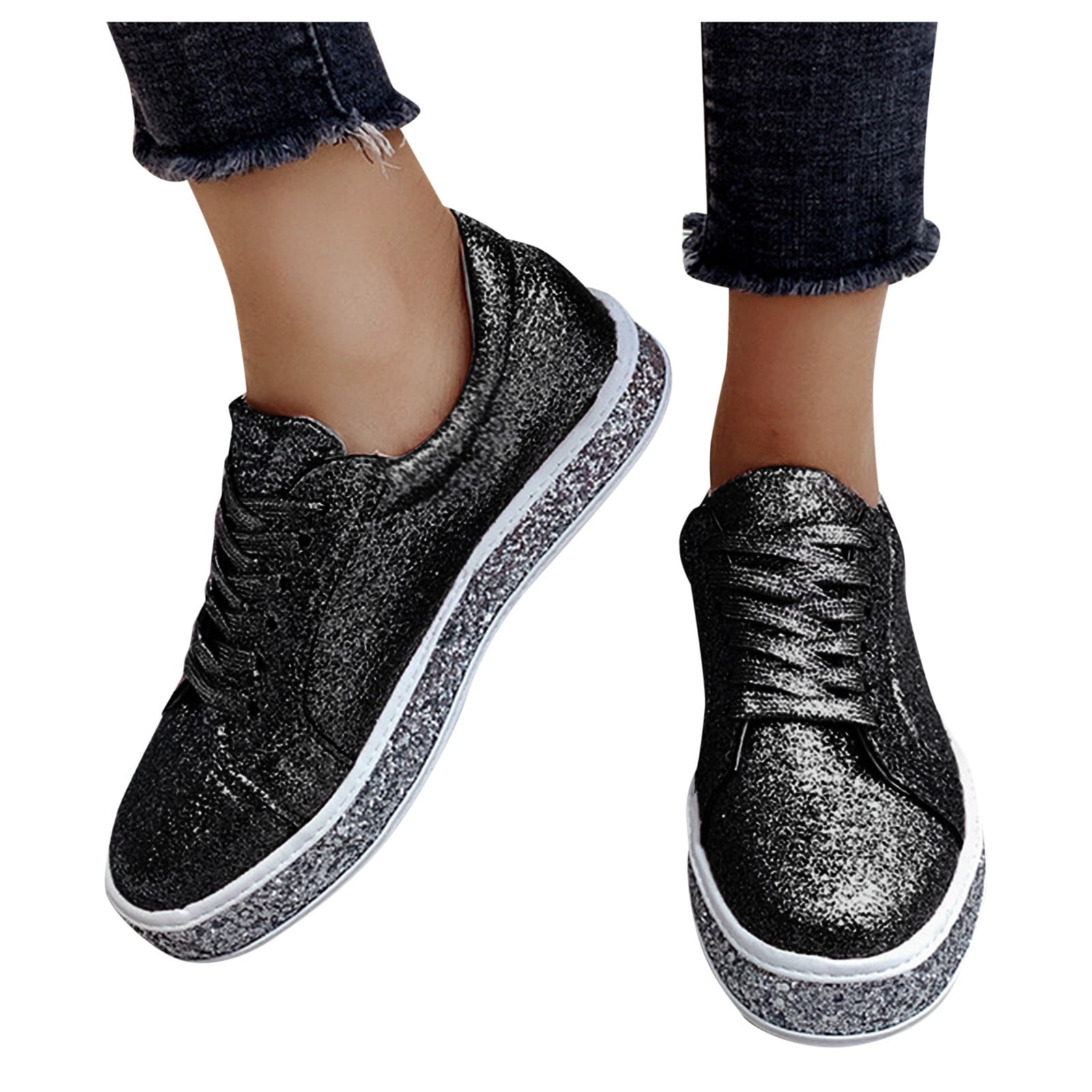 Oyedens Women's Sparkling Platform Fashion Sneakers Glitter Casual