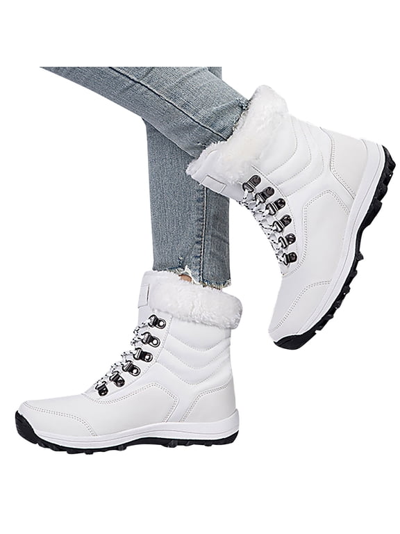 Women's Winter Boots Lined Warm Anti Slip Ski Snow Boots Mid Calf Skiing Combat Boots