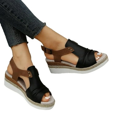 Oyedens Womens Espadrilles Wedge Sandals Fashion Patchwork Ankle Strap Platform High Heels Dress Shoes