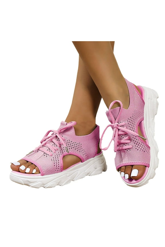 Womens Fashion Sneakers Walking Sandals Open Toe Platform Comfort Tennis Running Sandals