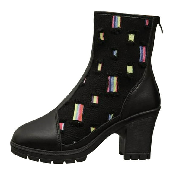 Oyedens Womens High Heels Platform Combat Boots Fashion Dress Pump Mid Calf Boots Ladies Ankle Booties