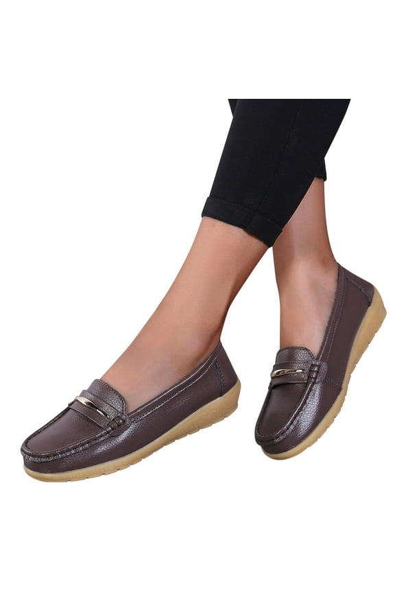 Oyedens Womens Loafers Flats Walking Shoes Casual Leather Slip on Loafer Driving Work Flat for Women