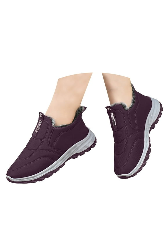 Oyedens Womens Mens Snow Boots Winter Warm Plush Lined Slip on Walking Loafers Sneakers Work Shoes