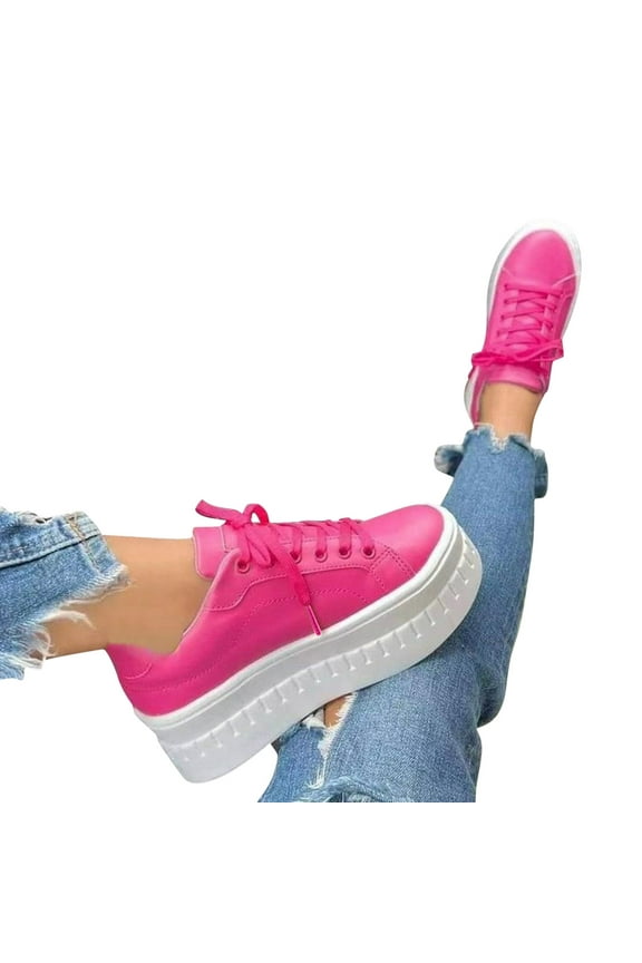 Oyedens Womens Platform Low Top Fashion Sneakers Casual Heels Footbed Play Sneakers Canvas Shoes