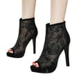 thumbnail image 1 of Oyedens Womens Platform Stiletto High Heels Ankle Booties Sexy Lace Open Toe Dress Pump for Ladies, 1 of 5