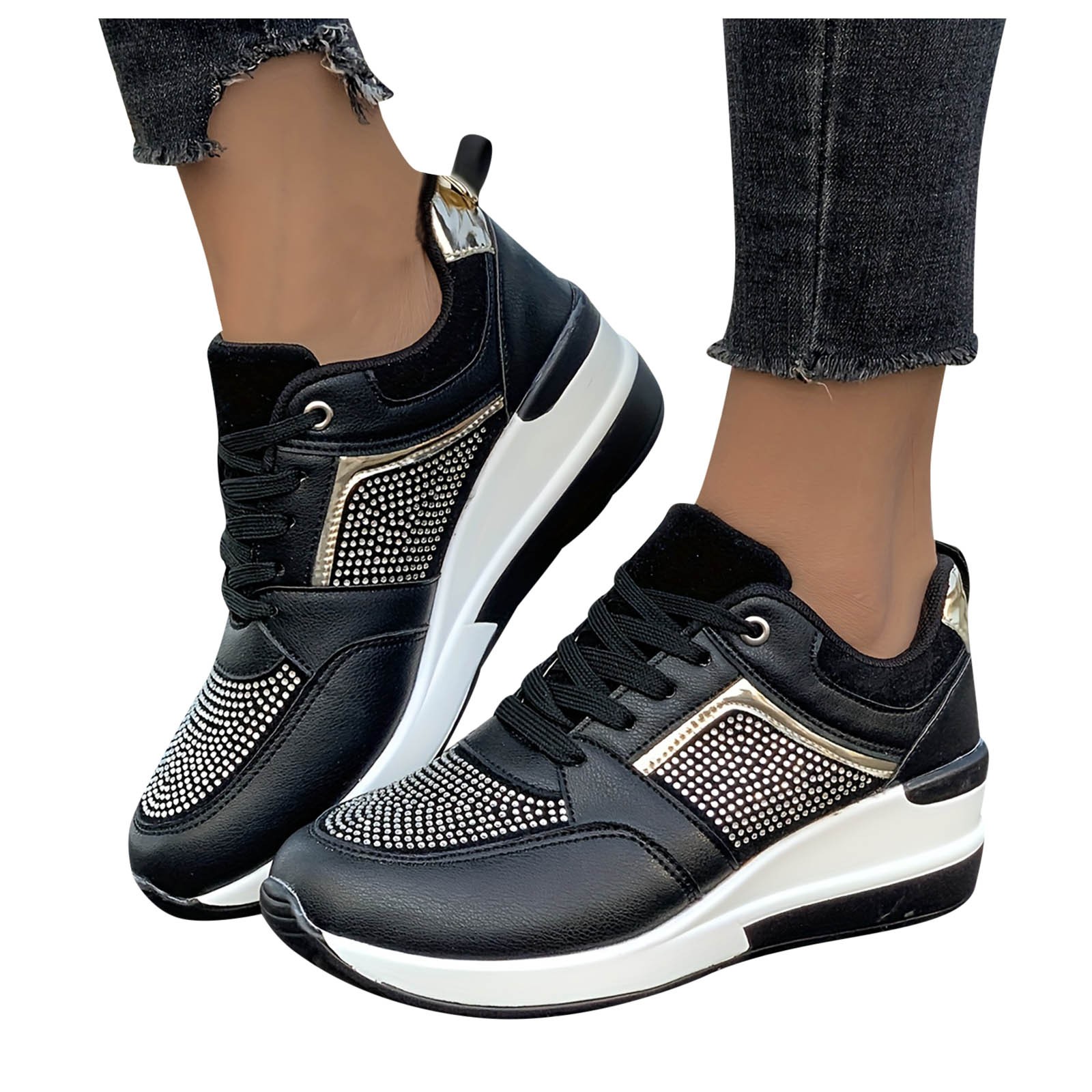 Oyedens Womens Platform Wedge Fashion Sneakers Waterproof Mid