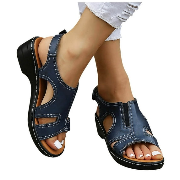 Oyedens Womens Sandals Fashion Casual Mid Heels Walking Sandals Wide Width Beach Slingback Sandals
