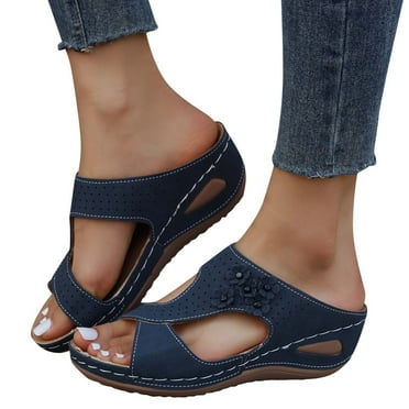 Oyedens Womens Sandals Plantar Fasciitis Support Wide Width Beach Sandals Comfort Orthotic Slides