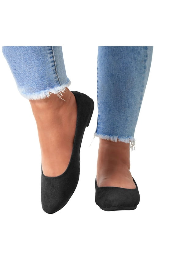Oyedens Womens Slip On Ballet Flats Dress Shoes Comfortable Suede Pointy Toe Slip-On Loafers Fall Casual Dressy Shoes Ladies