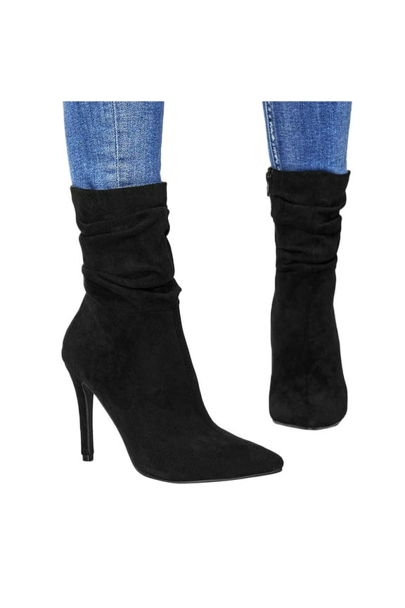 Womens Stiletto High Heels Dress Boots Fashion Casual Pumps Winter Fall Slouchy Ankle Booties