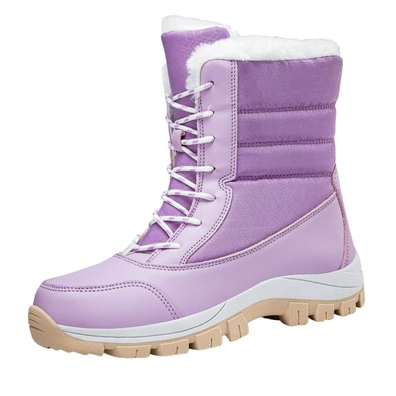 Oyedens Womens Winter Ski Snow Boots with Lining Warm Waterproof Anti-Slip Mid Calf Skiing Boots