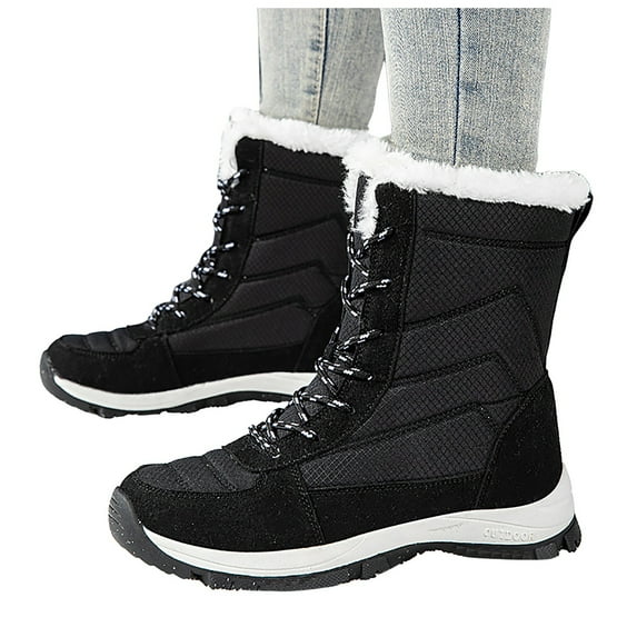 Oyedens Womens Winter Snow Boots Water Resistant Plush Lined Lace up Outdoor Hiking Ski Mid Calf Booties