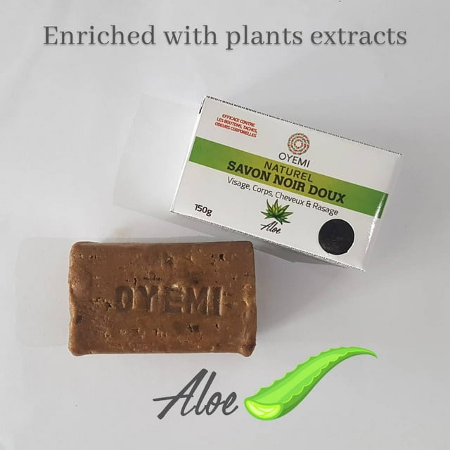 Oyemi Traditional African Black Soap Bar with Aloe Vera Extract 150g