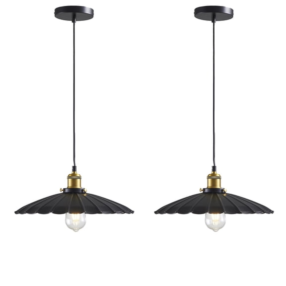 Oyisen 2Pack Kitchen Hanging Lights, Black Hanging Light for Hallway 13.8 Inch Metal Lampshade Farmhouse Pendant Lights Kitchen Island Vintage Pendant Lighting Kitchen Island Sofa