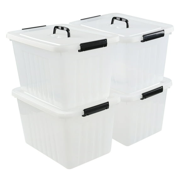 Oymlclivisa 18 Quart Clear Storage Bins with Lid, Plastic Latching Box with Handle, 4 Packs