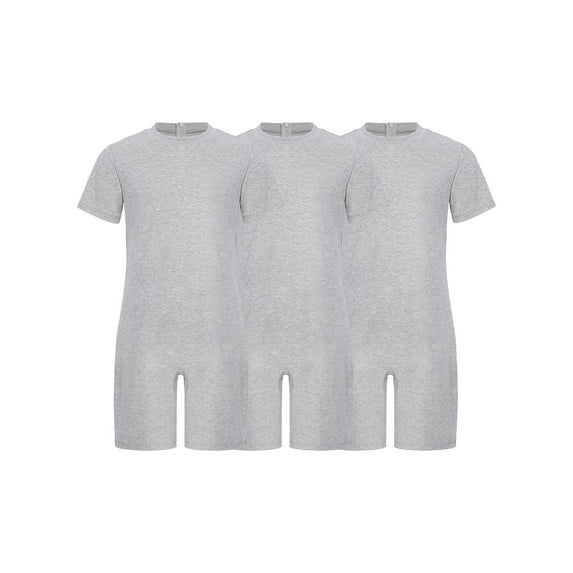 Oyolan 3 Pack Special Needs Adaptive Clothing For Children Boys Short Sleeve Anti-strip Romper Zip Back Bodysuit Grey 4