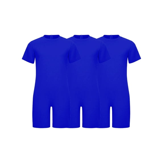 Oyolan 3 Pack Special Needs Adaptive Clothing For Children Boys Short Sleeve Anti-strip Romper Zip Back Bodysuit Royal Blue 4