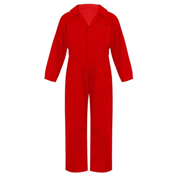 Oyolan Kids Boys Cosplay Costume Fashion Mechanic Coverall Zipper Front Jumpsuit Boiler Suit Flight Red 10