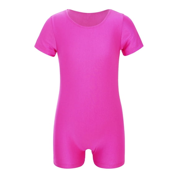 Oyolan Kids Boys Girls Short Sleeves Gymnastics Leotard Jumpsuit Unitard Ballet Dance Dancewear Rose 10