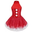 thumbnail image 1 of Oyolan Kids Girls Christmas Snowman Costume Sequins Mesh Figure Ice Skating Twirling Dress Dancewear Red 16, 1 of 7