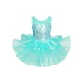 thumbnail image 1 of Oyolan Kids Girls Shiny Sequins Ballet Gymnastic Tutu Dress Layered Skirt Skating Performance Costume Green 3, 1 of 7