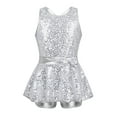 thumbnail image 1 of Oyolan Kids Girls Sleeveless Shiny Sequins Gymnastics Unitards Skirted Leotard Ballet Dress White 8, 1 of 7