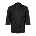 thumbnail image 1 of Oyolan Men Women Chef Coat Short/Long Sleeve Chef Shirt Custom Kitchen Restaurant Hotel Uniform Chef Black Long Sleeve 3XL, 1 of 5