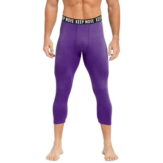 Oyolan Mens Athletic Compression Tights Leggings Baselayer Sports Pants Gym Running Jogging Bottoms Purple 3XL