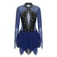 thumbnail image 1 of Oyolan Women's Gymnastic Leotard Dance Dress Layered Keyhole Figure Ice Skating Lyrical Dancewear Navy Blue L, 1 of 5