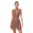 thumbnail image 1 of Oyolan Womens Lyrical Ballet Dance Dress Sleeveless Rhinestone Sheer Mesh  Figure Skating Dancewear Dusty Pink XXL, 1 of 6