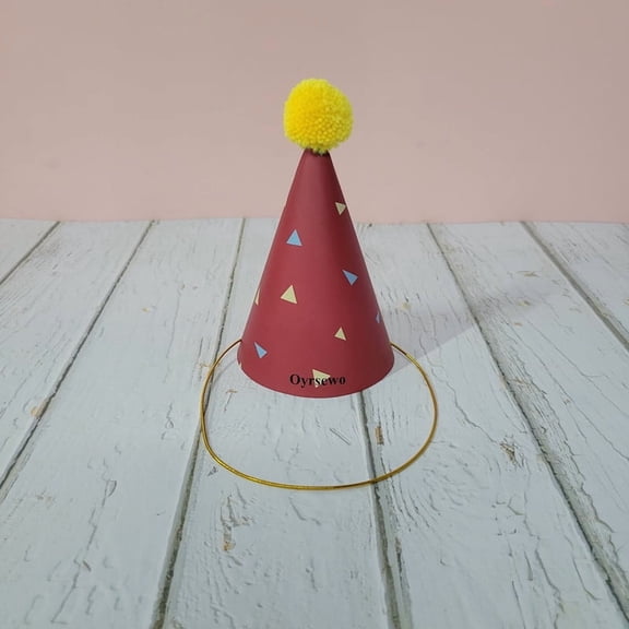 Oyrsewo Paper Party Hats, Colorful Triangle Paper Party Hat with Pom Pom, Adjustable Gold Elastic Band Cone Party Hat for Birthday, Holiday, Celebration Party Decor