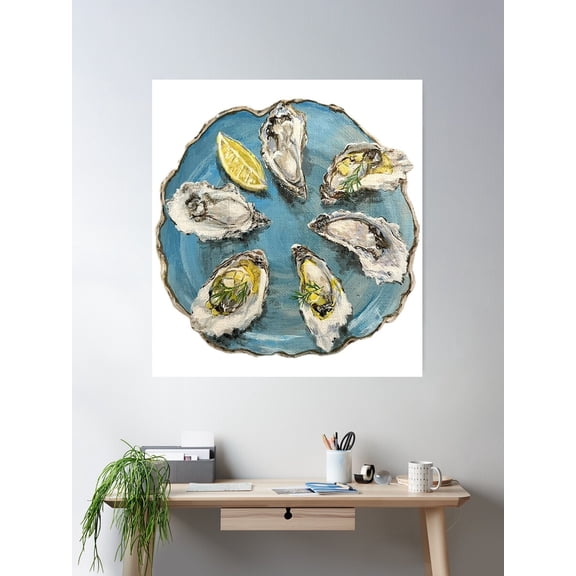 Oyster Art Sticker Poster Wall Art, Modern Wall Decor For Living Room Bedroom, 8x12 UNFRAMED