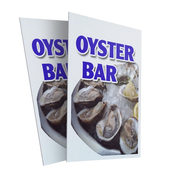 Oyster Bar (2-PACK) 24" x 36" Plastic Signs | Sign Insert 4mm Corrugated Plastic Signs Storefront Window Poster