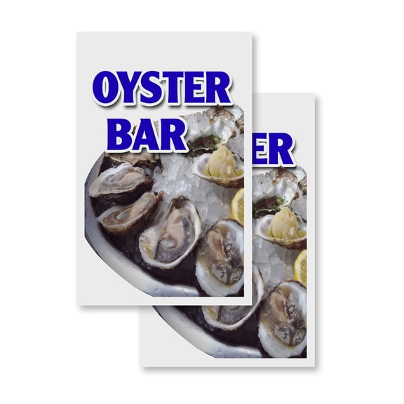Oyster Bar (2-PACK) 24" x 36" Vinyl Decals | Sign Insert Peel & Stick Decals Stickers Window Signs