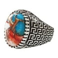 thumbnail image 1 of Oyster Copper Turquoise Mans Ring, Natural Copper Turquoise Ring, Silver Jewelry, 925 Silver Ring, Birthday Gift, Heavy Mens Ring, Arabic Design, Ottoman Style Ring, Christmas, Turkey Mens Signet Ring, 1 of 7
