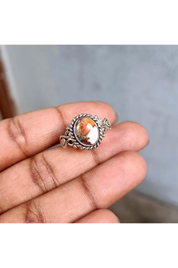 Oyster Copper Turquoise Ring, Women Ring, 925 Silver Ring, Handmade Ring, Natural Oyster, December Birthstone, Gemstone Ring, Dainty Ring