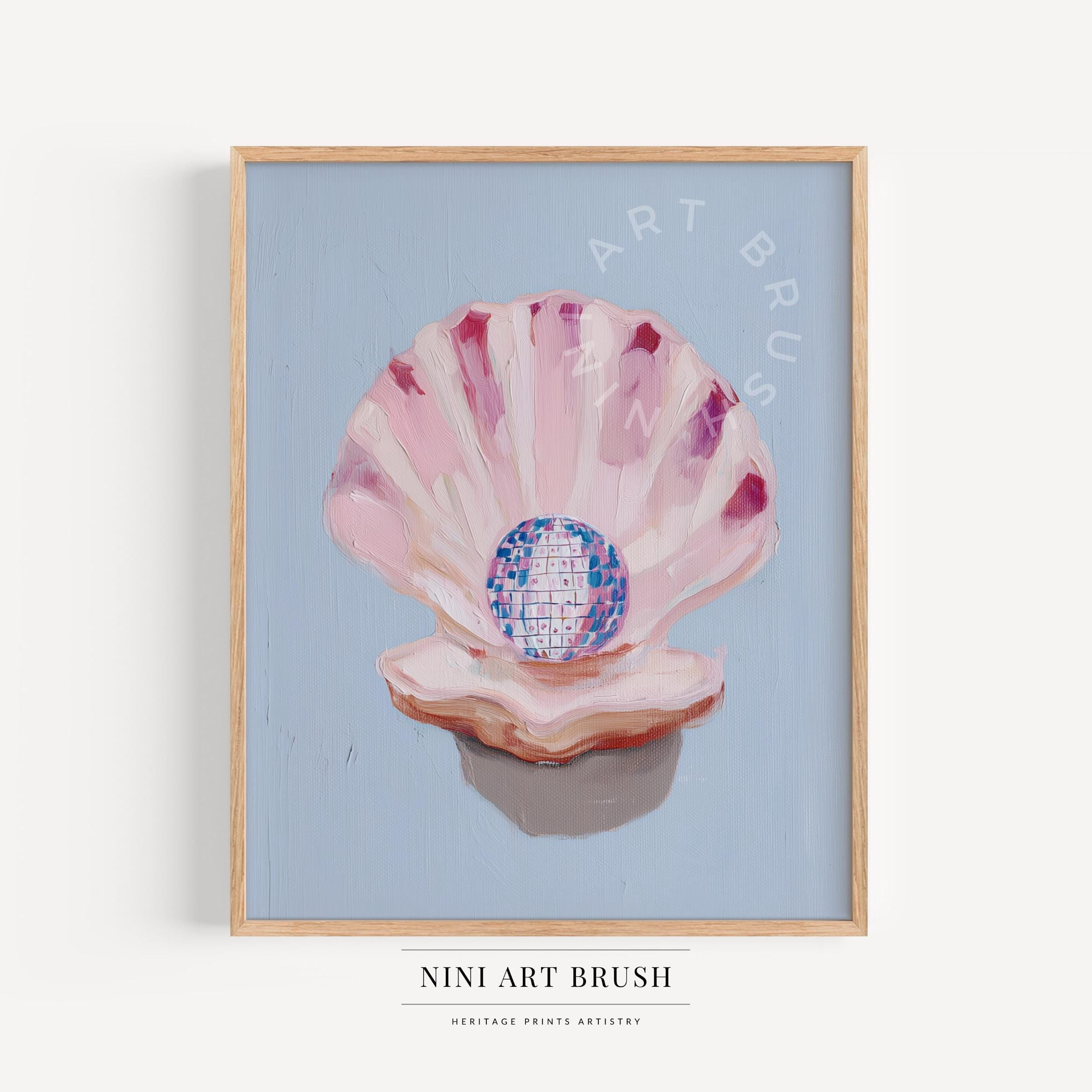 Disco Shell Oyster Disco Poster Disco Shell Wall Art Disco Oyster Poster Retro Oil ...