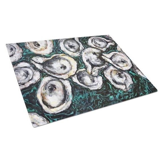 Oyster Lily Glass Cutting Board 12 in x 15 in