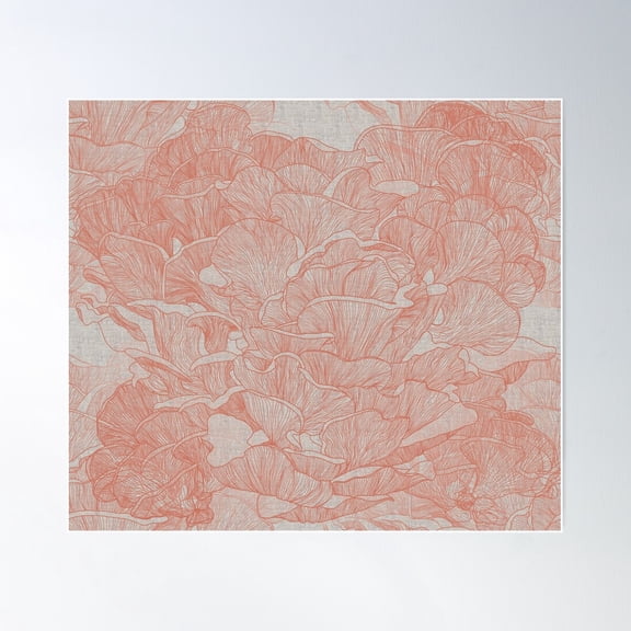 Oyster Mushrooms Repeat Pattern Poster Wall Art, Modern Wall Decor For Living Room Bedroom, 8x12 UNFRAMED