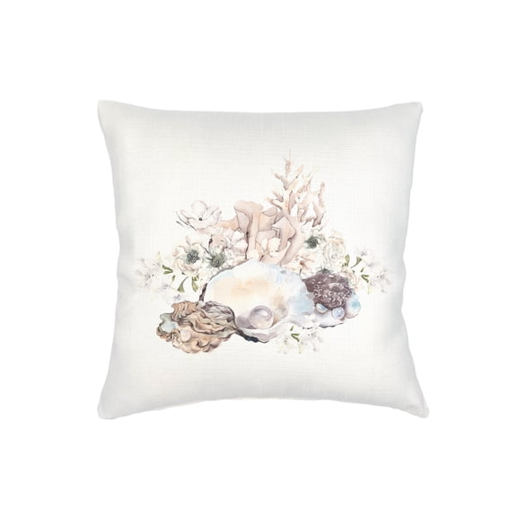 Oyster & Pearls White Linen Pillow 20x20 Down Alternative
