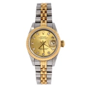 Oyster Perpetual Datejust Automatic Watch Stainless Steel and Yellow Gold with Diamond Markers 26 By Rebag