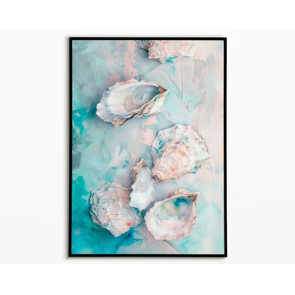 Oyster Shell Abstract Coastal Wall Art Print, Unframed Paper Poster 8x10in