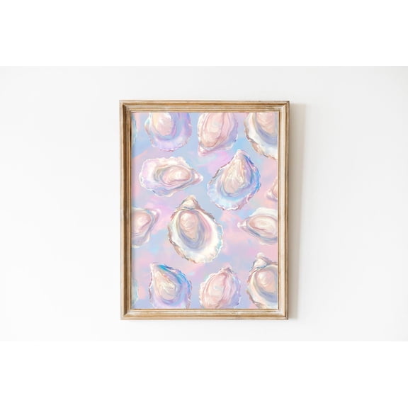 Oyster Shell Abstract Pastel Coastal Home Wall Decoration, Unframed Canvas 8x10in