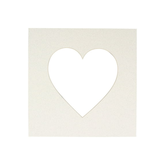 Oyster Shell Acid Free 7x7 Heart Picture Frame Mat with White Core Bevel Cut for 4x5 Pictures -