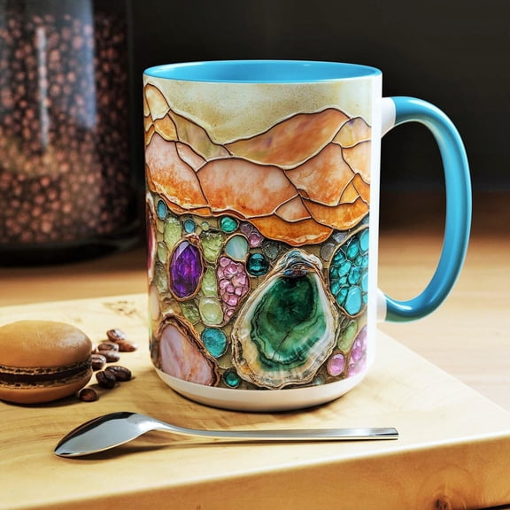 Oyster Shell Art Mug Nautical Coastal Ceramic Coffee Cup