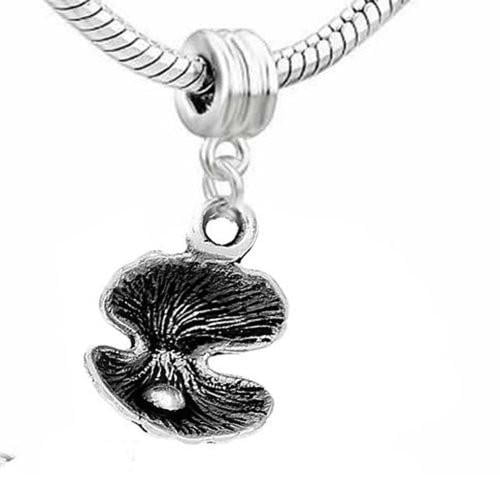 Oyster Shell Charm Dangle European Bead Compatible for Most European Snake Chain Bracelet