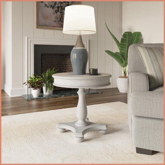 Oyster Shell Coastal Style Round Coffee Table - 24", Easy Assembly & Easy to Clean