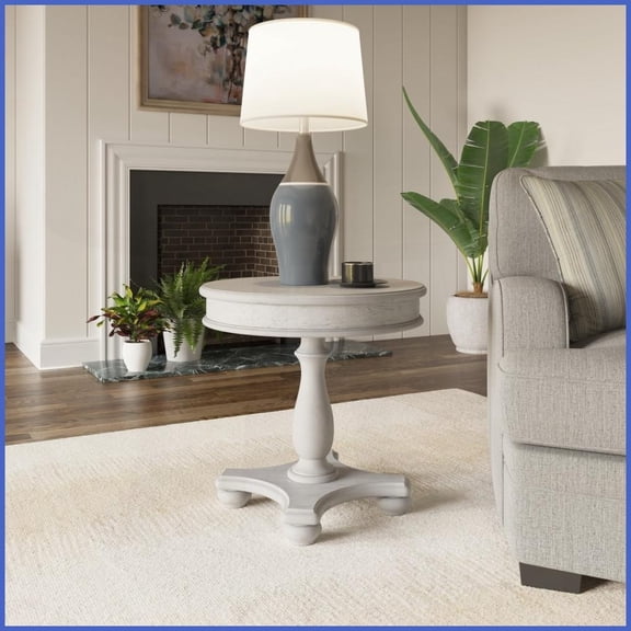 Oyster Shell Coastal Style Round Coffee Table - 24", Easy Assembly & Easy to Clean